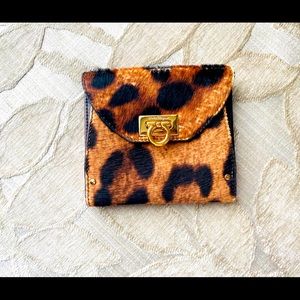 Salvatore Ferragamo Leopad print fur wallet